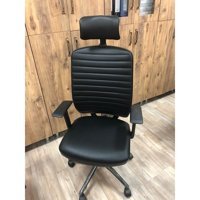 Ak Büro Otto Deri Başlıklı Kolçaklı Dönerli Siyah Çalışma Sandalyesi