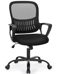 Yfwoksl Ergonomik Yatan Kolçaklı Dönerli Siyah Çalışma Sandalyesi