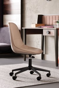 Enza Home Trendy Dönerli Kahverengi Çalışma Sandalyesi