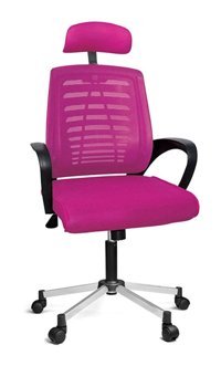 Türksit Karizma Başlıklı Kolçaklı Dönerli Gri-Pembe Çalışma Sandalyesi