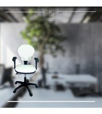 Bilgi Büro Mobilyaları DS05 Kolçaklı Dönerli Beyaz Çalışma Sandalyesi