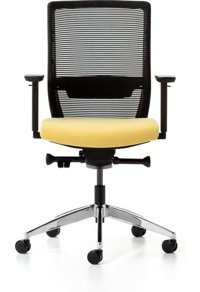 Bürotime Bold Kolçaklı Dönerli Sarı-Siyah Krom Ayaklı Çalışma Sandalyesi