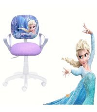Depolife Frozen Desenli Kolçaklı Dönerli Beyaz-Lila Çalışma Sandalyesi