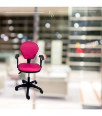 Bilgi Büro Mobilyaları DS07 Kolçaklı Dönerli Pembe Çalışma Sandalyesi