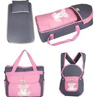 Minik Life 12 kg Kapasiteli Taşıma Askılı Portbebe+Bakım Çantası Gri-Pembe