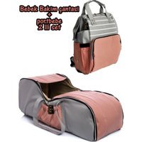 USF 15 kg Kapasiteli Taşıma Askılı Portbebe+Bakım Çantası Gri-Pembe