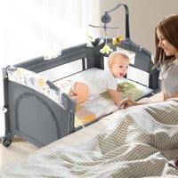 Varsthree 5'i 1 Arada Demir 13 kg Kapasiteli Ayarlanabilir Taşınabilir Katlanabilir Park Yatak Gri