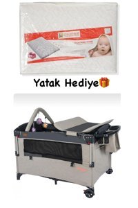 Maccon Baby Alüminyum 20 kg Kapasiteli Ayarlanabilir Katlanabilir 70x110 cm Sallanan Anne Yanı Park Yatak Gri