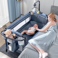 Baby Bond 5'i 1 Arada Kapasiteli Ayarlanabilir Taşınabilir Katlanabilir Park Yatak Mavi