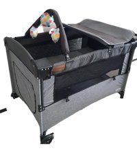 Cookie Baby Elite 15 kg Kapasiteli Ayarlanabilir Katlanabilir 70x110 cm Anne Yanı Park Yatak Gri