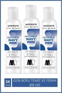 Watsons Invisible Navy Ter Önleyici Sprey Erkek Deodorant 3x150 ml