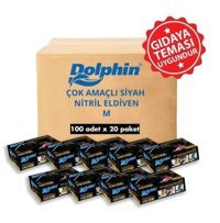 Dolphin Siyah Medium Çok Amaçlı Temizlik Eldiveni 20x100 Adet