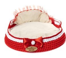 Brave Paws El Yapımı Örgü Yıkanabilir Tek Fonksiyonlu 40x40 cm Minder Kedi Yatağı Kırmızı