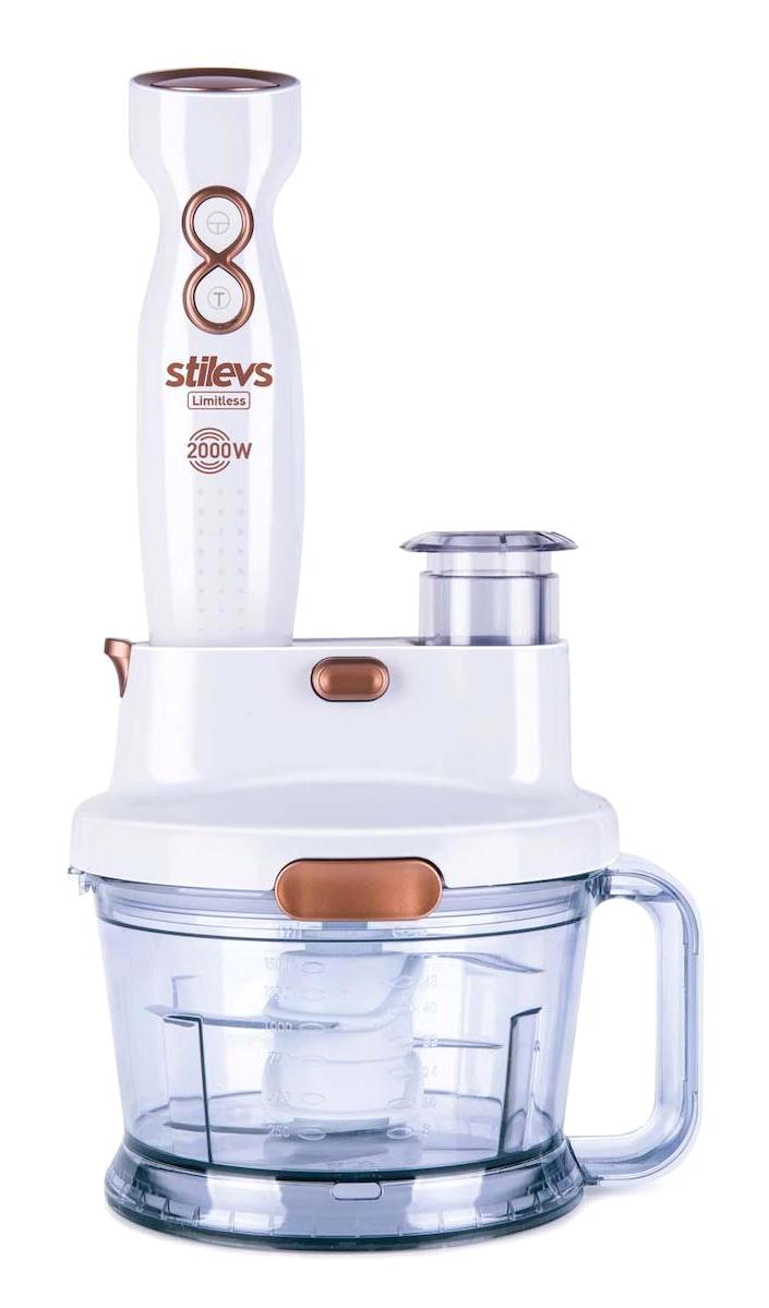 Stilevs 1.4 lt Plastik Çift Bıçaklı 4'lü Büyük El Blender Seti Beyaz