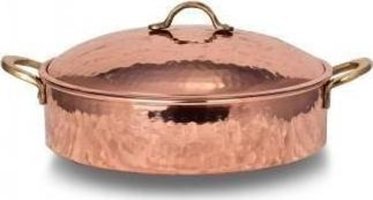 Turna Bakır Turna8163-1 Bakır 28 cm Basık Karnıyarık Tencere