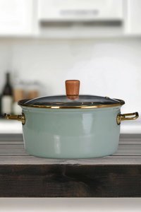 PR Home Soft Green Emaye 22 cm Derin Tencere