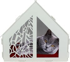 Evene Kulübe Dikdörtgen Tek Katlı İç Mekan Mdf Kedi Evi Altın