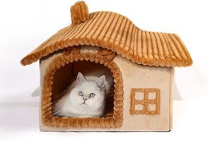 Jiupety Kulübe Dikdörtgen Tek Katlı İç Mekan Pamuk Kedi Evi Kahverengi