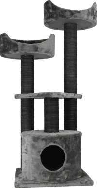 Lotus Furniture Pet Series Warsaw Kule Tipi Tırmalamalı 4 Katlı İç Mekan Mdf-Peluş Kedi Evi Gri