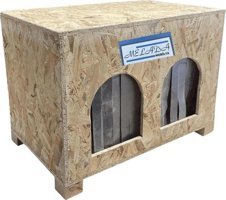 Reyo Double Dikdörtgen Tek Katlı Su Geçirmez Dış Mekan Vernikli OSB Ahşap Kedi Evi Doğal Ahşap