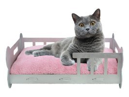 Evene Yatak Dikdörtgen Tek Katlı İç Mekan Mdf Kedi Evi Gümüş Varak