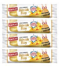Koroplast Ekonomik Vanilya Kokulu Büzgülü Büyük Boy 65x70 cm Çöp Poşeti 4x10 Adet Turuncu