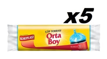 Koroplast Ekonomik Kokulu Orta Boy 55x60 cm Çöp Poşeti 5x15 Adet Mavi