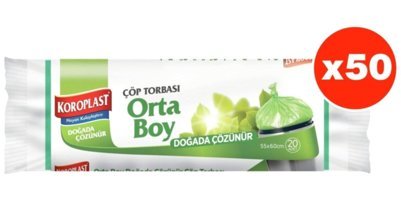 Koroplast Ekonomik Kokulu Orta Boy 55x60 cm Çöp Poşeti 20x50 Adet Yeşil