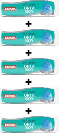 Cook Kokulu Orta Boy 55x60 cm Çöp Poşeti 5x15 Adet Mavi