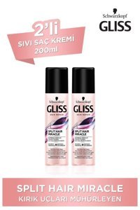 Gliss Split Hair Miracle İyonik Kompleks - Üzüm Çekirdeği Yağı Onarıcı Boyalı Tüm Saçlar İçin Durulanmayan Kadın Saç Kremi 2 x 200 ml