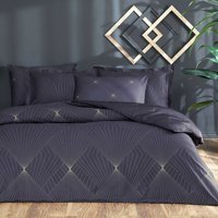 Linens Sc Hens Pamuk Dört Mevsim 200x220 cm Çarşaflı Lastikli Desenli Çift Kişilik Nevresim Takımı Gri
