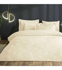 Linens Sc Jakar Perusa Pamuk Dört Mevsim 200x220 cm Çarşaflı Lastiksiz Düz Çift Kişilik Nevresim Takımı Krem