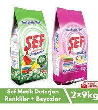 Şef Automat Renkliler ve Beyazlar İçin Toz Deterjan 9+9 kg