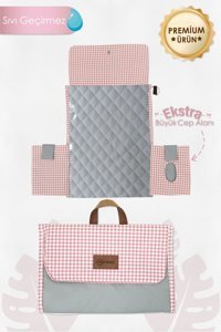 Mordesign Comfy Serisi Alezli Silinebilir Yıkanabilir Su Geçirmez Alt Açma Minderi Pudra