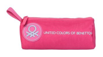 United Colors Of Benetton Fuşya Düz Kumaş Tek Gözlü Logolu Üçgen Cüzdan Kalem Kutusu