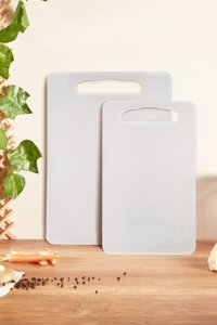Kitchen Life Ultra Lüx Plastik Büyük-Orta Boy Şeffaf 2'li Kesme Tahtası