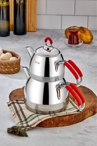 Cooker Premium Çelik Çaydanlık Kırmızı