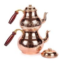 Handygoo İnce Baskı Bakır Mini Çaydanlık Kahverengi