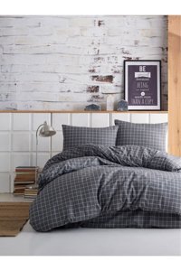 Sedali Home 160x220 cm Kareli Tek Kişilik Nevresim Takımı Gri
