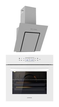 Termikel BO O65C6 W-Lumex WW60 Dijital Cam Klasik Davlumbazlı Fırın 2'li Ankastre Set Beyaz-Gri