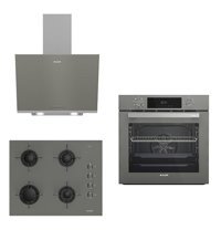Arçelik AFC 340 G-ADE 606 G-OCD T 651 EG Dijital Gazlı Cam Klasik Set Üstü Davlumbaz 3'lü Ankastre Set Gri