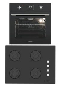 Termikel BO O64D5C B-BH P7144C B Dijital Doğalgazlı Cam Klasik Ankastre Fırın Ocak 2'li Ankastre Set Siyah