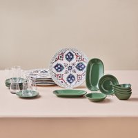Karaca Forever Bone Salento 26 Parça 6 Kişilik Yeşil Desenli Porselen Kahvaltı Takımı