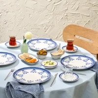 Karaca Forever Bone Aegean 16 Parça 4 Kişilik Beyaz-Mavi Desenli Porselen Kahvaltı Takımı