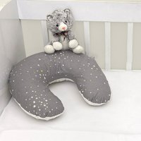 Ebabynest Samanyolu Serisi Elyaf Sırt Destekli Yıkanabilir Gri-Sarı Emzirme Yastığı