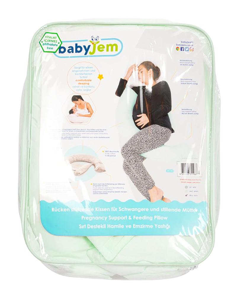 Baby Jem Elyaf Sırt Destekli Yıkanabilir Yeşil Emzirme Yastığı