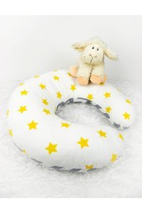 Babynest Zikzak Elyaf Sırt Destekli Yıkanabilir Gri-Sarı Emzirme Yastığı