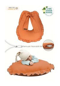 Mordesign Ruffle Serisi Zg10199 Elyaf Sırt Destekli Yıkanabilir Turuncu Emzirme Yastığı