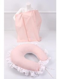 Umaybebek Fırfırlı Pamuklu Sırt Destekli Yıkanabilir Pembe Emzirme Yastığı
