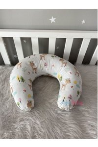 Jaju Baby Ceylan Desen Elyaf Sırt Destekli Yıkanabilir Kahverengi Emzirme Yastığı